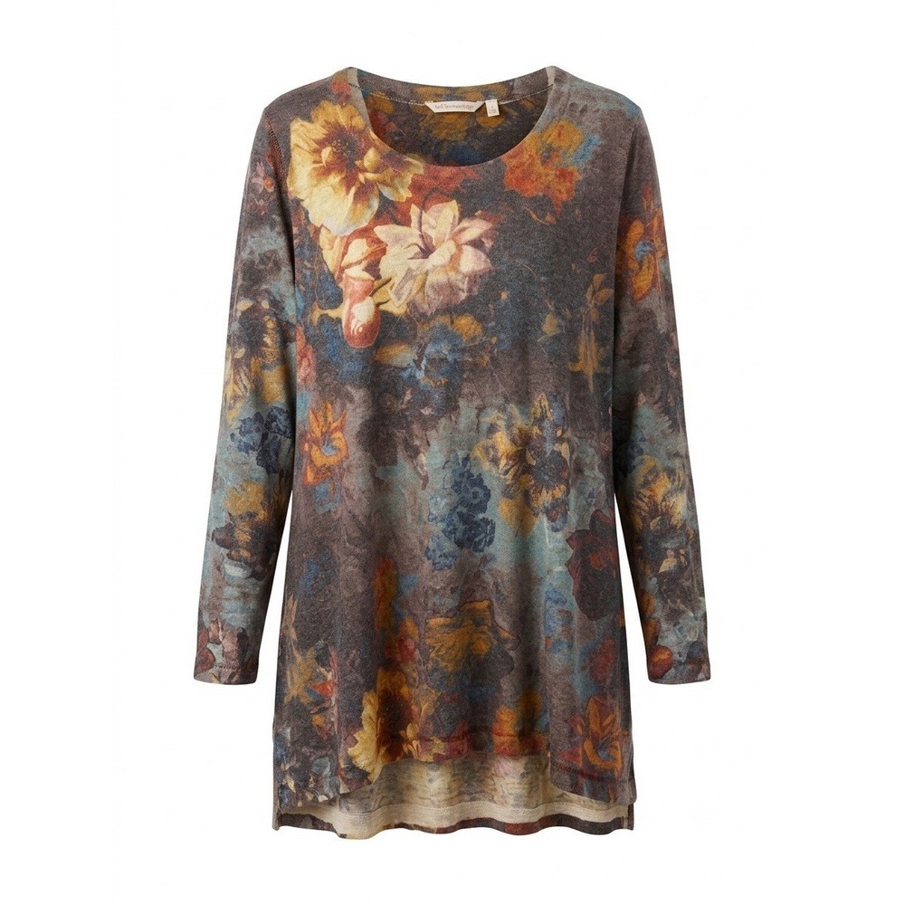 Soft Surroundings 2x Top Floral Boho Stretch Soft Earthy Colorful
